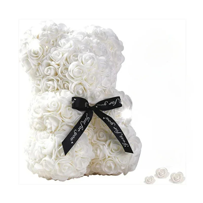 Artificial Flower Eternal Rose Teddy Bear for Mom Mother's Day Birthday Valentine's Day Anniversary Gifts & Decor Miniatures HappyDaysLove