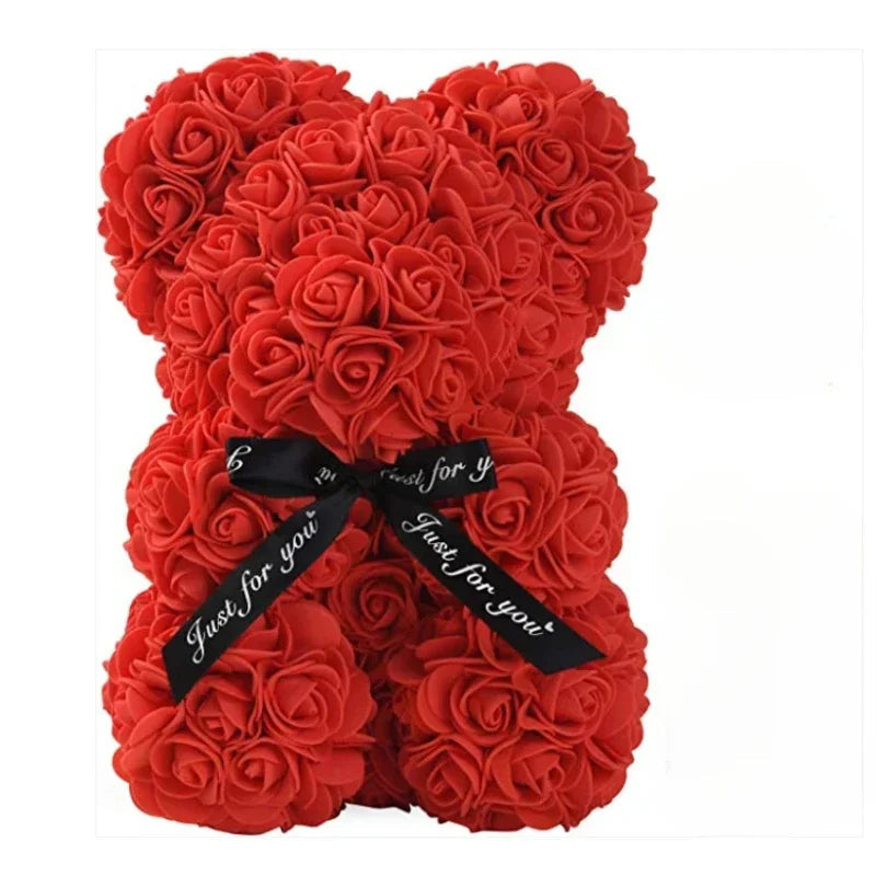 Artificial Flower Eternal Rose Teddy Bear for Mom Mother's Day Birthday Valentine's Day Anniversary Gifts & Decor Miniatures HappyDaysLove