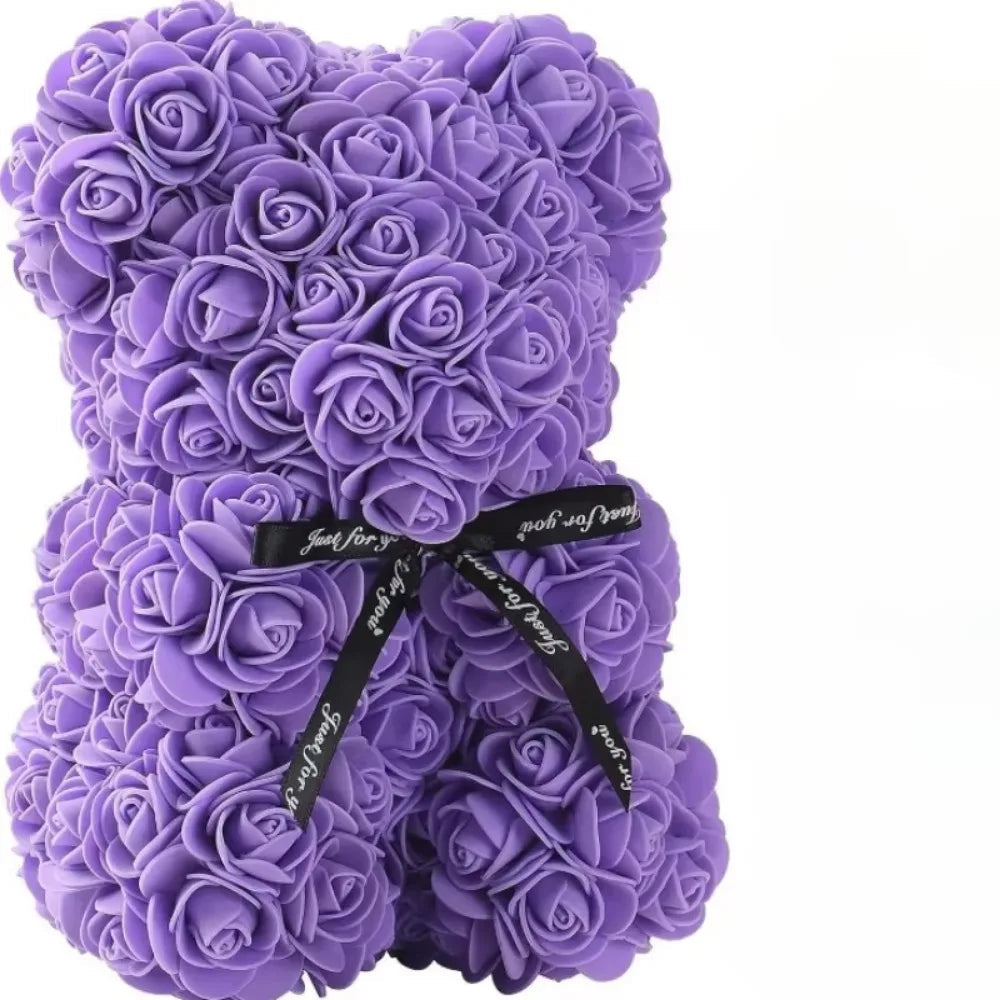 Artificial Flower Eternal Rose Teddy Bear for Mom Mother's Day Birthday Valentine's Day Anniversary Gifts & Decor Miniatures HappyDaysLove